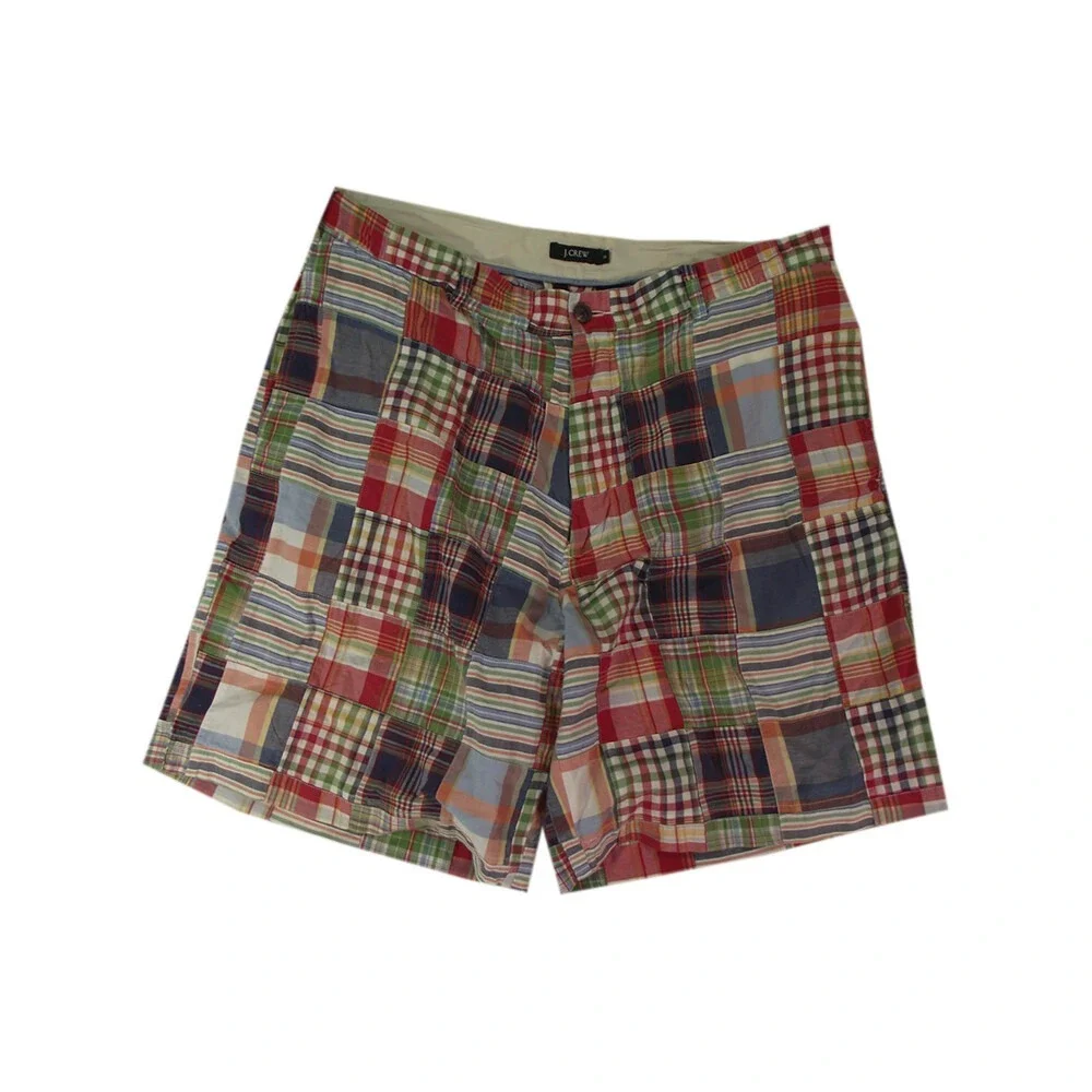 J Crew shorts Men's 38 x 9 Bermuda plaid lightweight cotton blue red